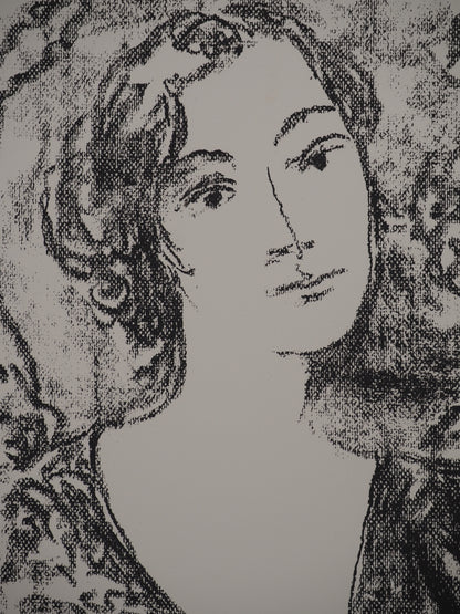Leopoldo PRESAS : Jeune femme pensive - Lithographie originale signée