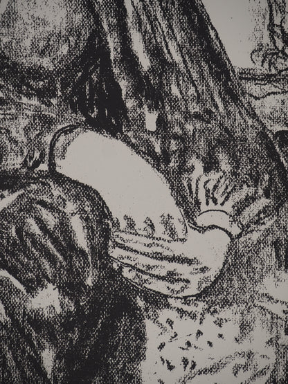 Leopoldo PRESAS : Jeune femme pensive - Lithographie originale signée