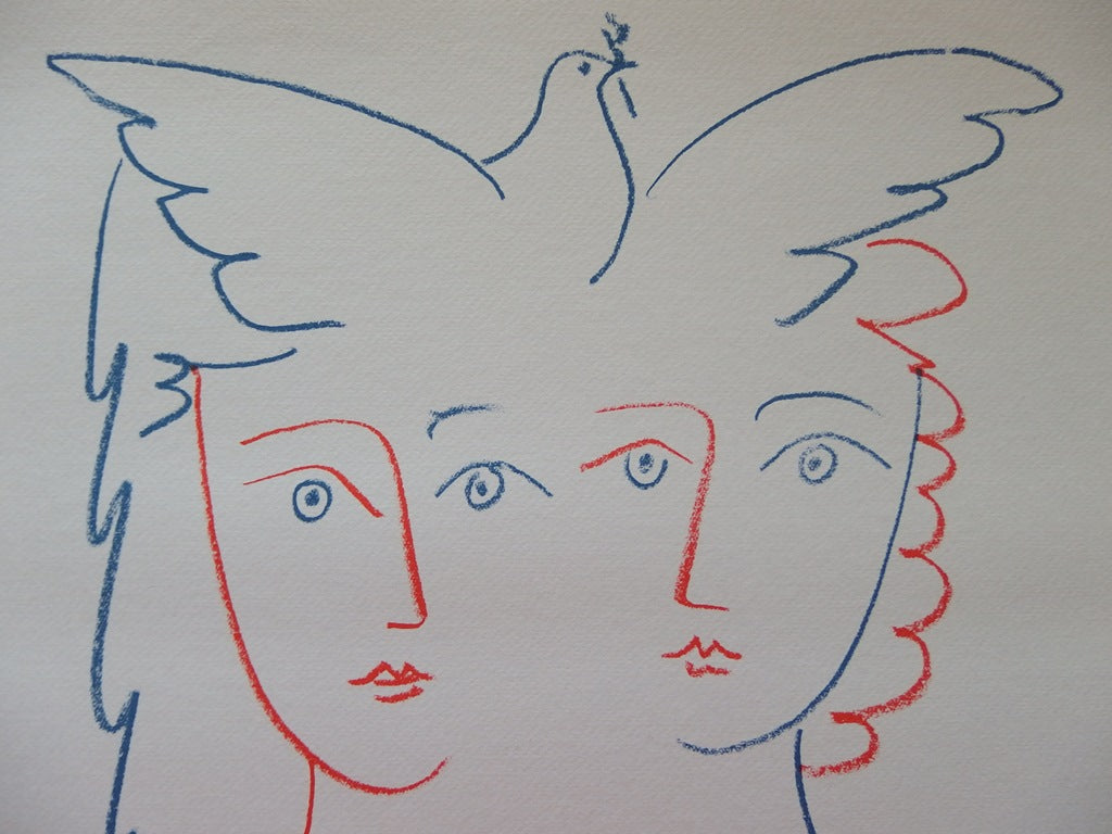Pablo PICASSO : Couple à la colombe - Lithographie signée