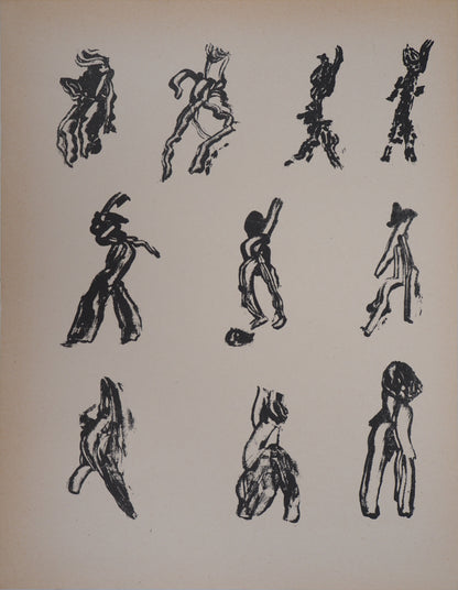Henri MICHAUX : Lettrisme 10 figures - Lithographie originale