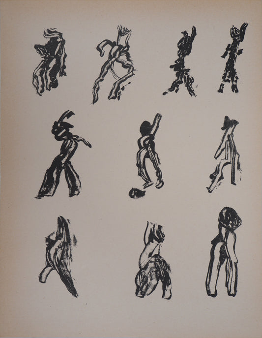 Henri MICHAUX : Lettrisme 10 figures - Lithographie originale