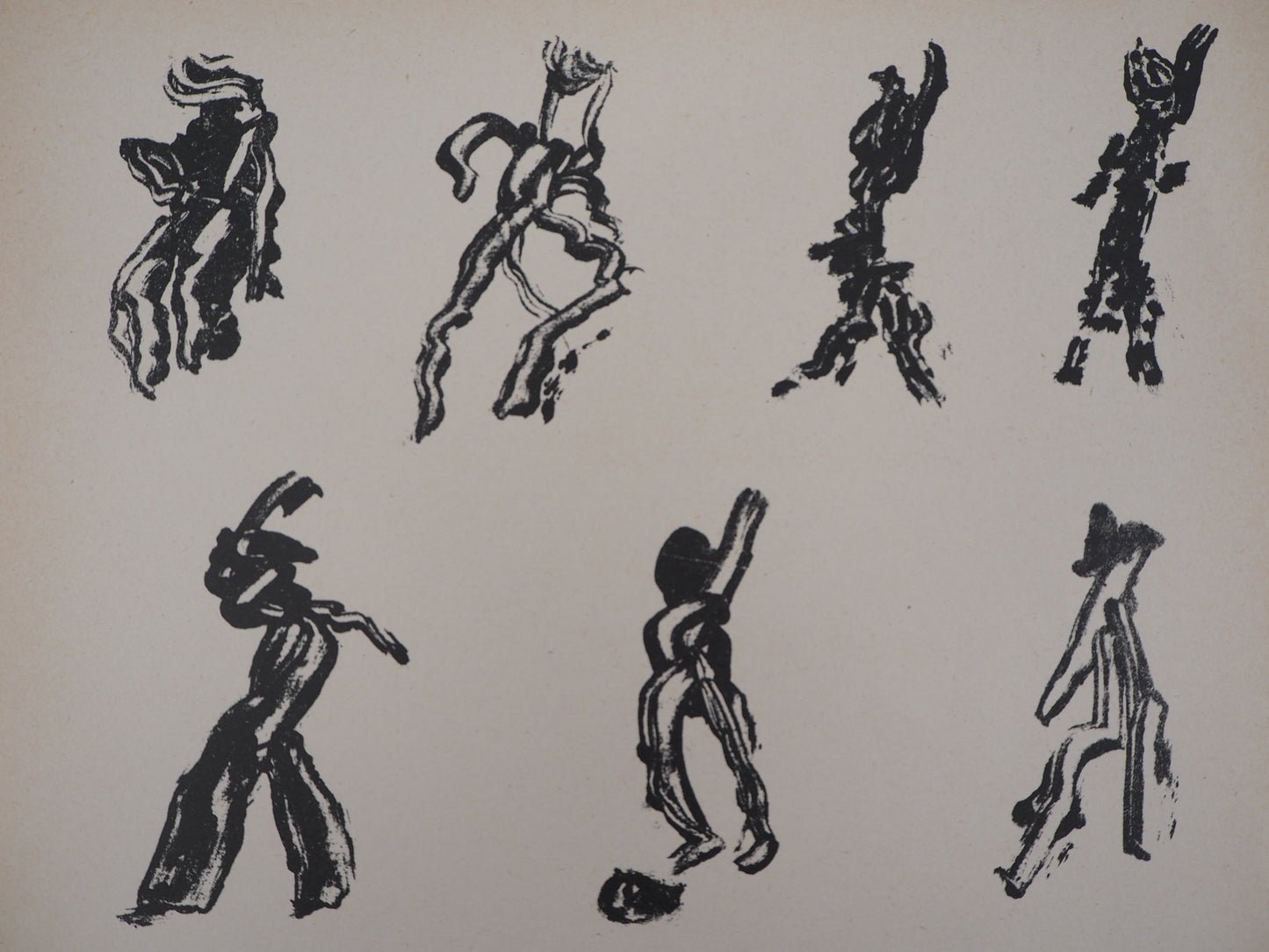 Henri MICHAUX : Lettrisme 10 figures - Lithographie originale