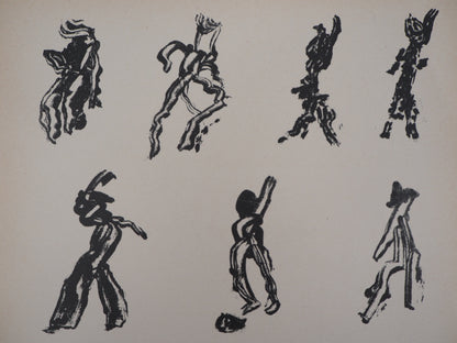 Henri MICHAUX : Lettrisme 10 figures - Lithographie originale