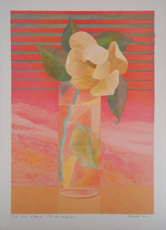 Pierre GARCIA FONS : Magnolia blanc - Lithographie originale signée et dédicacée
