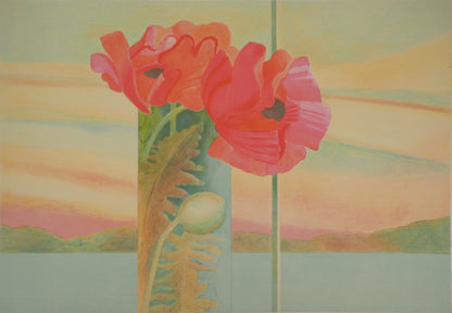 Pierre GARCIA FONS : Nature morte vue sur le lac - Lithographie originale signée et dédicacée