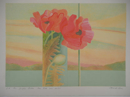 Pierre GARCIA FONS : Nature morte vue sur le lac - Lithographie originale signée et dédicacée