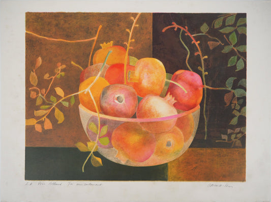 Pierre GARCIA FONS : Grenades dans un bol - Lithographie originale signée et dédicacée
