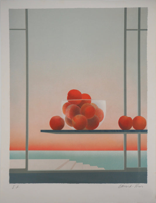 Pierre GARCIA FONS : Bol de pêches - Lithographie originale signée