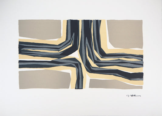 Raoul UBAC : Composition en beige - Lithographie signée