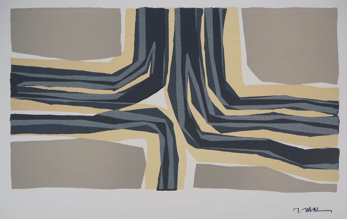 Raoul UBAC : Composition en beige - Lithographie signée