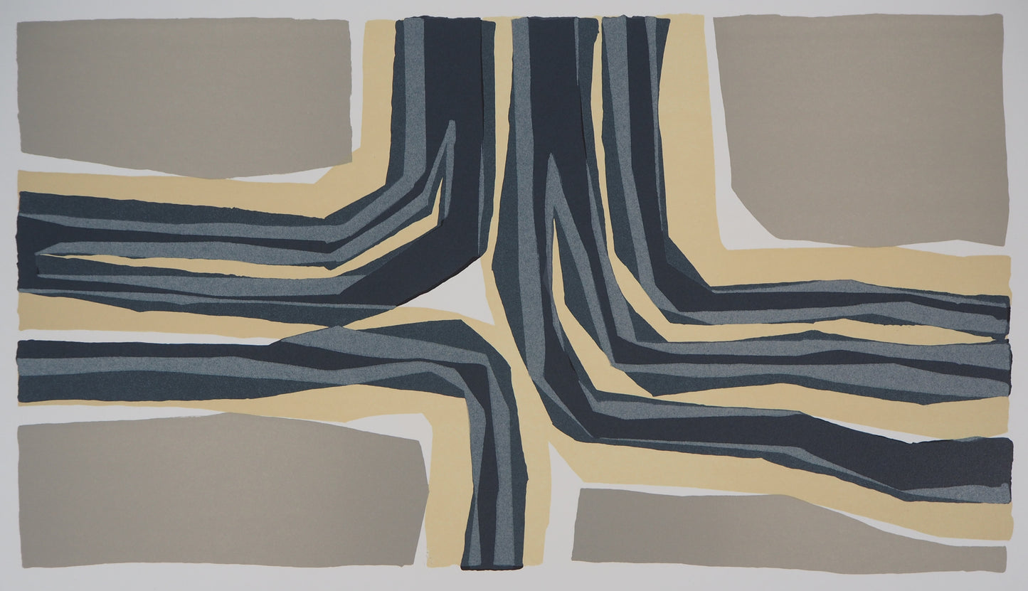 Raoul UBAC : Composition en beige - Lithographie signée