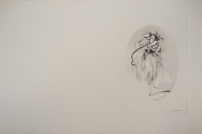 Louis ICART : Jeune femme au chapeau - Gravure originale signée