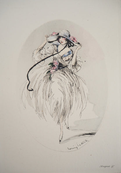 Louis ICART : Jeune femme au chapeau - Gravure originale signée