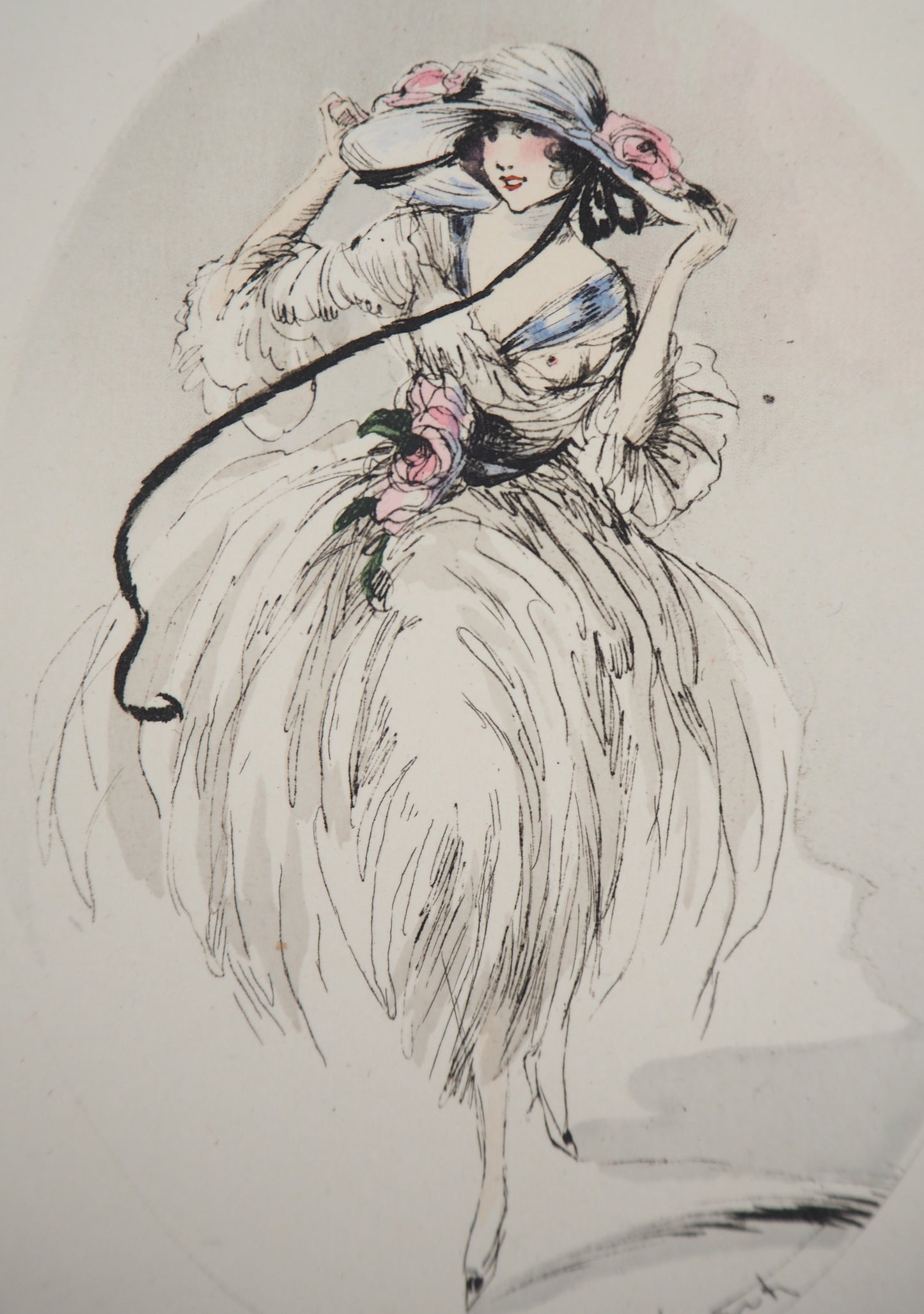 Louis ICART : Jeune femme au chapeau - Gravure originale signée