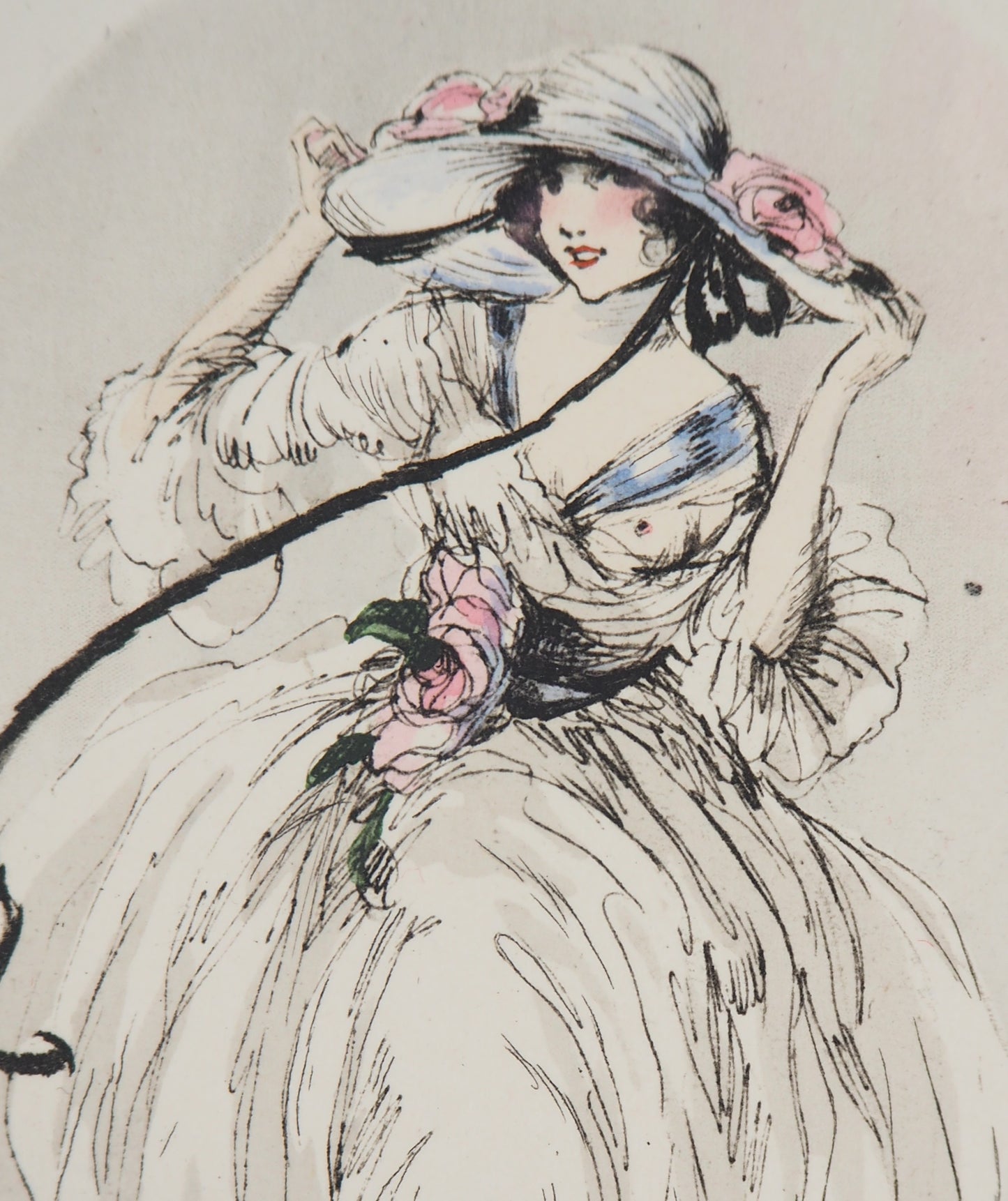 Louis ICART : Jeune femme au chapeau - Gravure originale signée