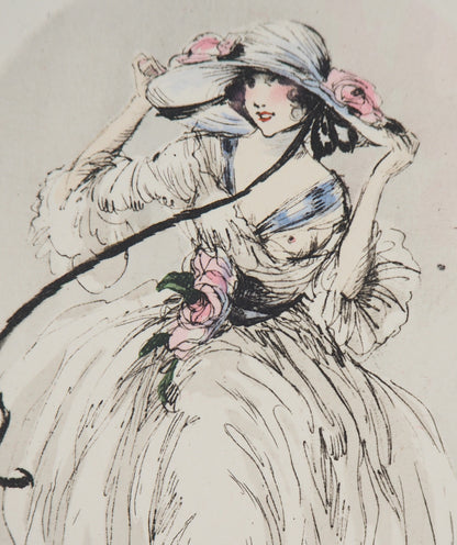 Louis ICART : Jeune femme au chapeau - Gravure originale signée