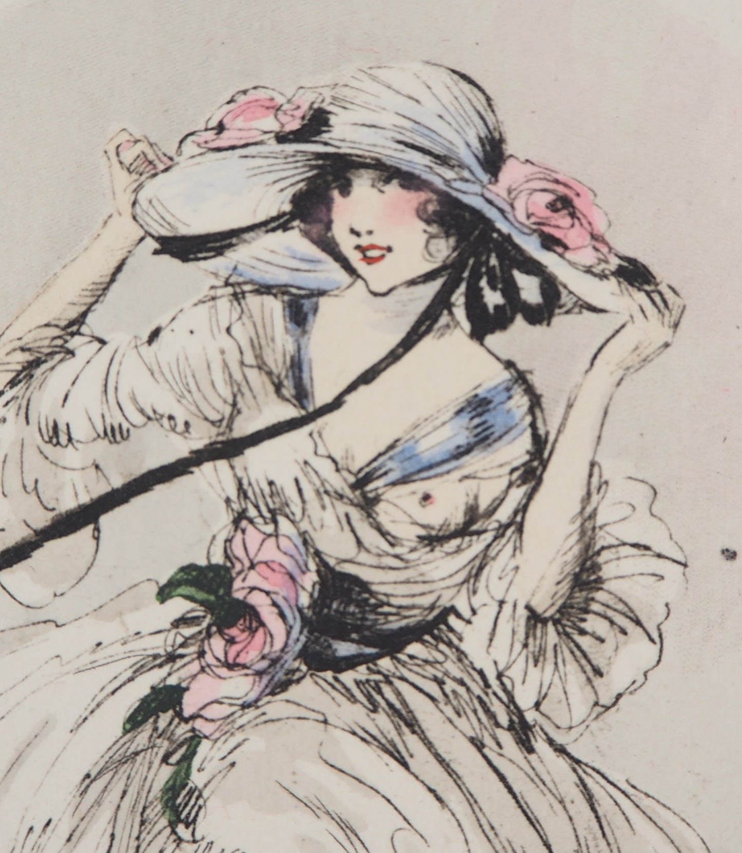 Louis ICART : Jeune femme au chapeau - Gravure originale signée