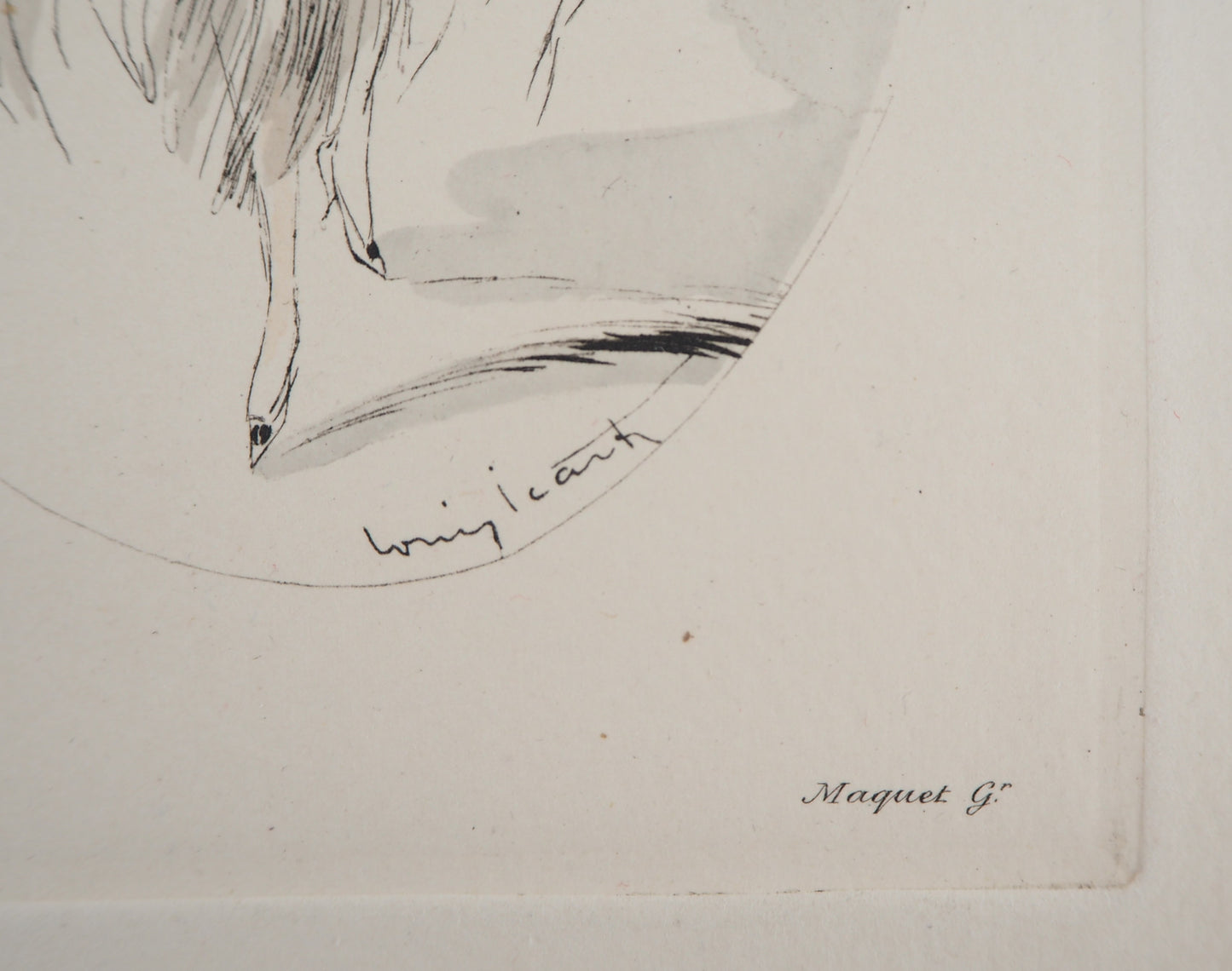 Louis ICART : Jeune femme au chapeau - Gravure originale signée