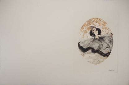 Louis ICART : Jeune femme rêveuse - Gravure originale signée