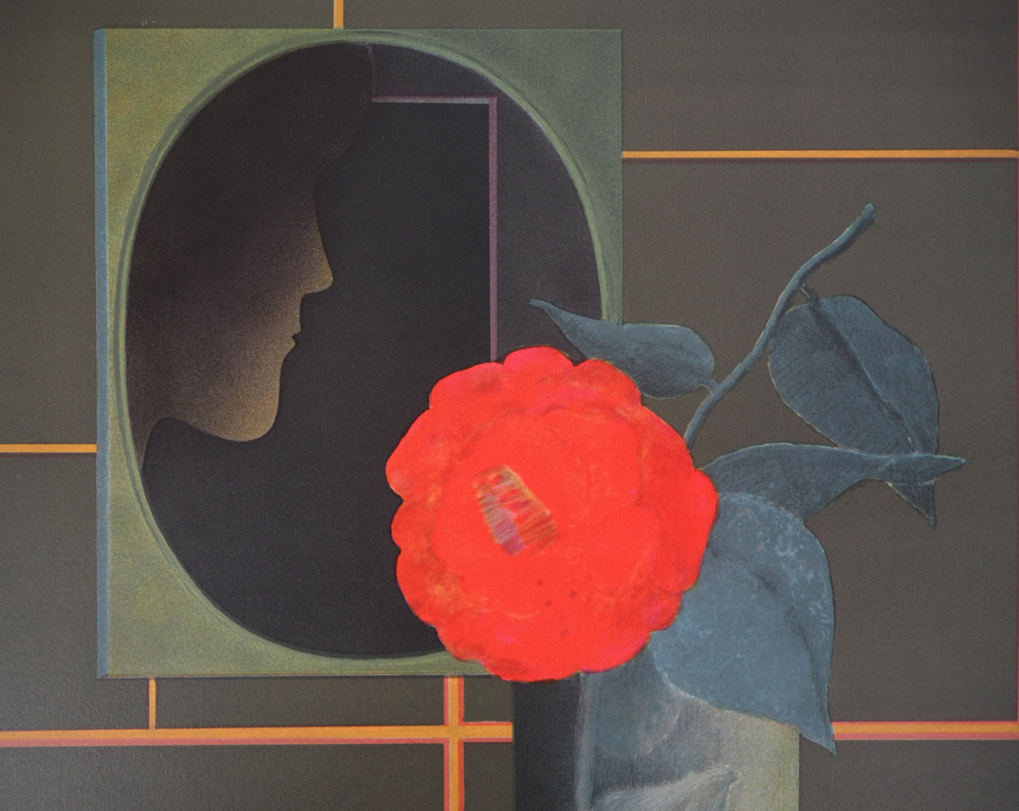 Pierre GARCIA FONS : Femme de profil à la rose - Lithographie originale signée et dédicacée