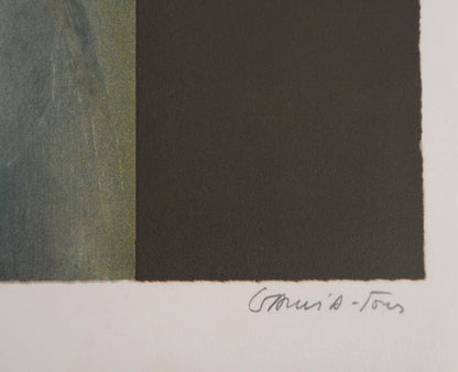 Pierre GARCIA FONS : Femme de profil à la rose - Lithographie originale signée et dédicacée
