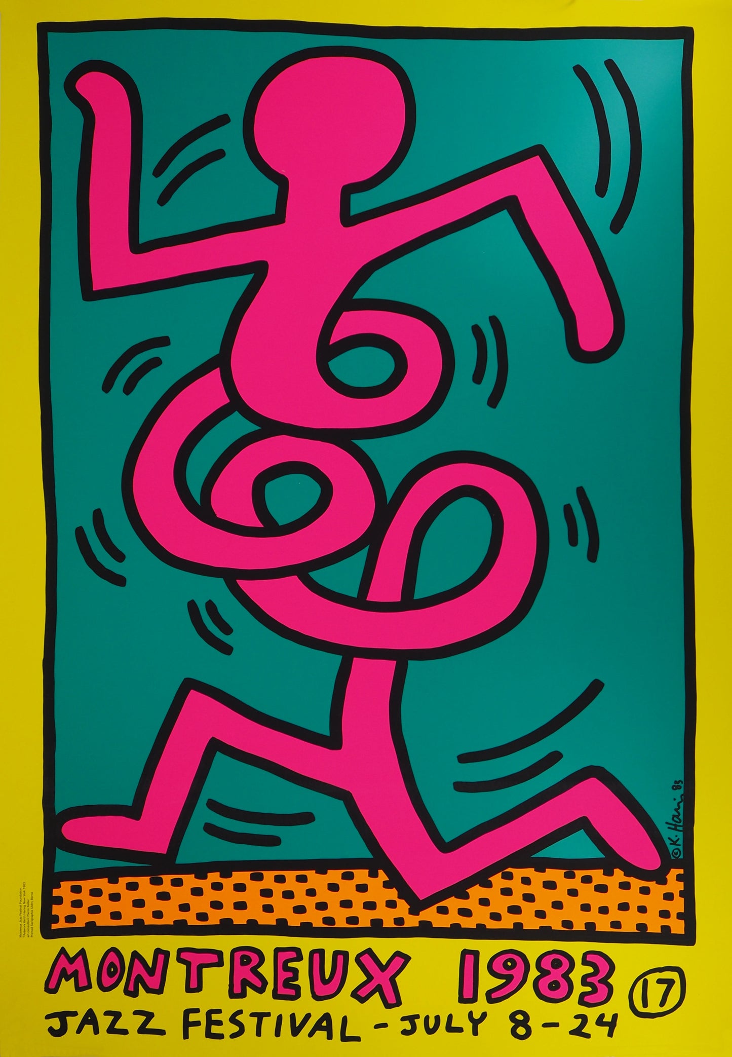 Keith HARING : Swing Yellow - Montreux Jazz Festival - Sérigraphie originale signée