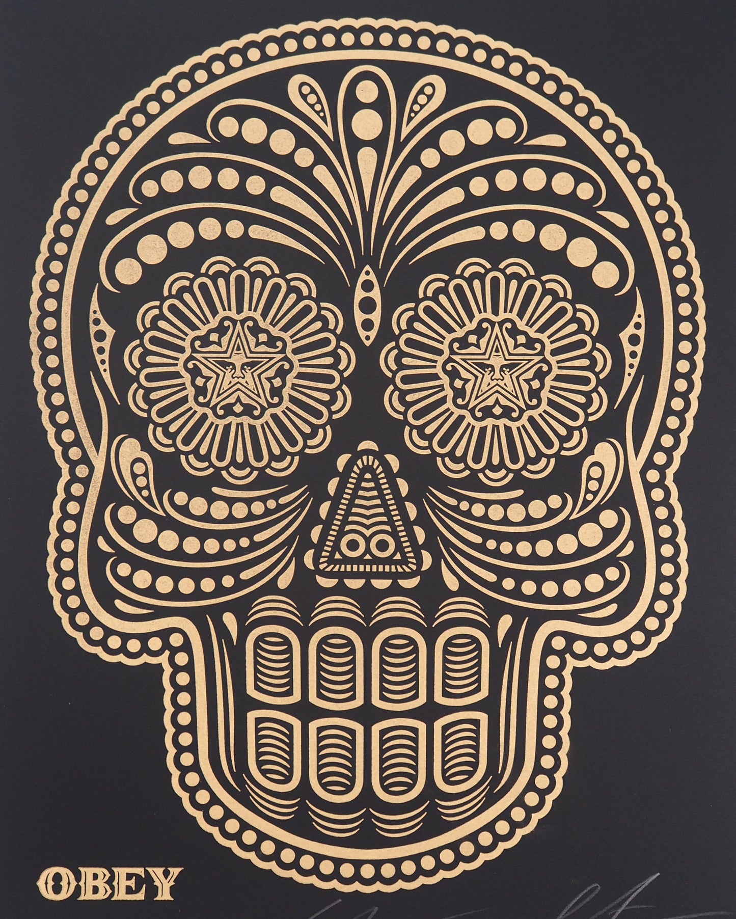 Shepard FAIREY (OBEY) et Ernesto YERENA : Day of the dead Calavera - Letterpress originales signées