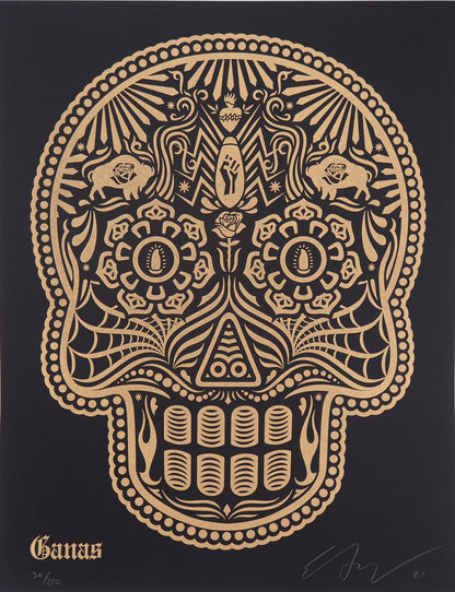 Shepard FAIREY (OBEY) et Ernesto YERENA : Day of the dead Calavera - Letterpress originales signées