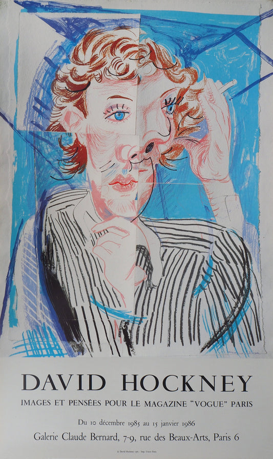 David HOCKNEY : Portrait cubiste, Vogue - Affiche originale en couleurs