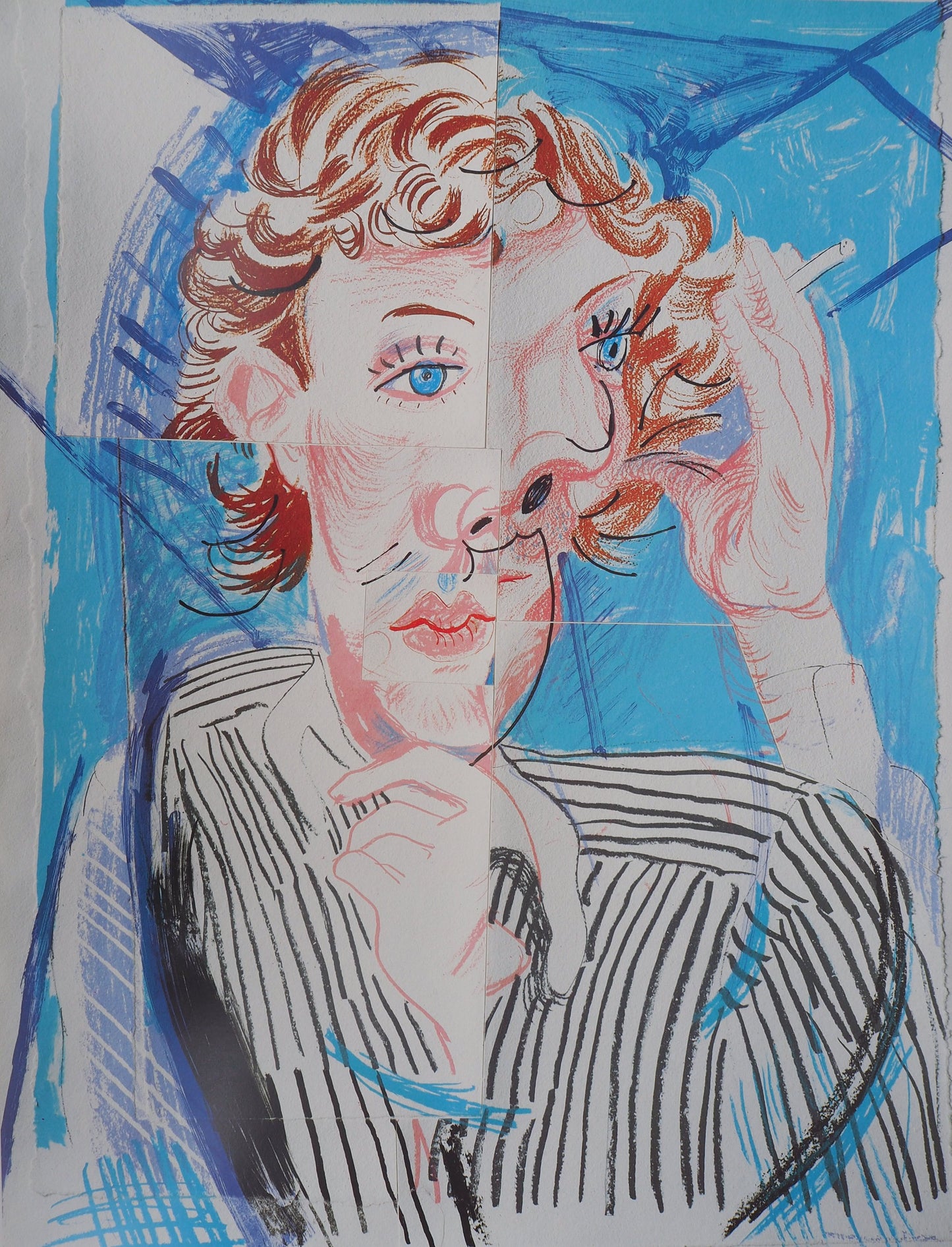 David HOCKNEY : Portrait cubiste, Vogue - Affiche originale en couleurs