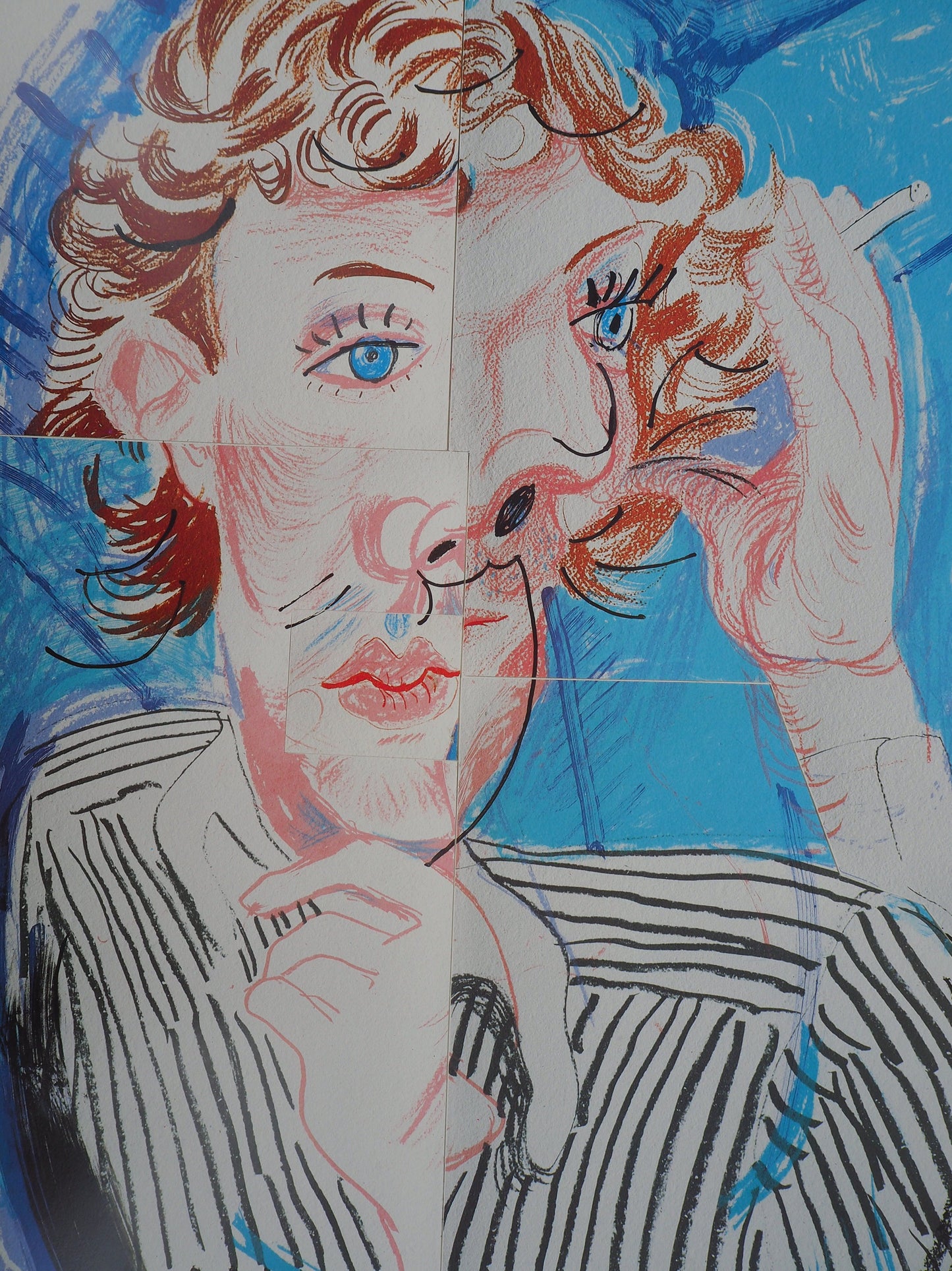 David HOCKNEY : Portrait cubiste, Vogue - Affiche originale en couleurs