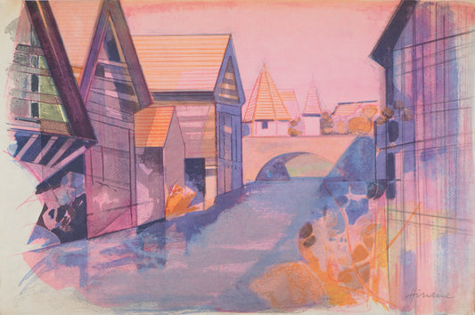 Camille HILAIRE : La Weiss à Kaysersberg - Lithographie originale signée
