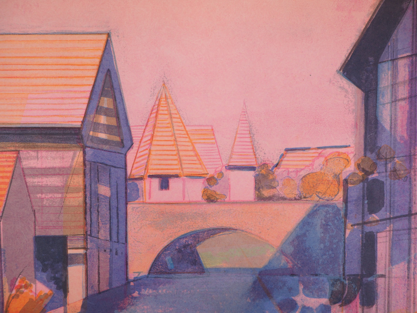 Camille HILAIRE : La Weiss à Kaysersberg - Lithographie originale signée