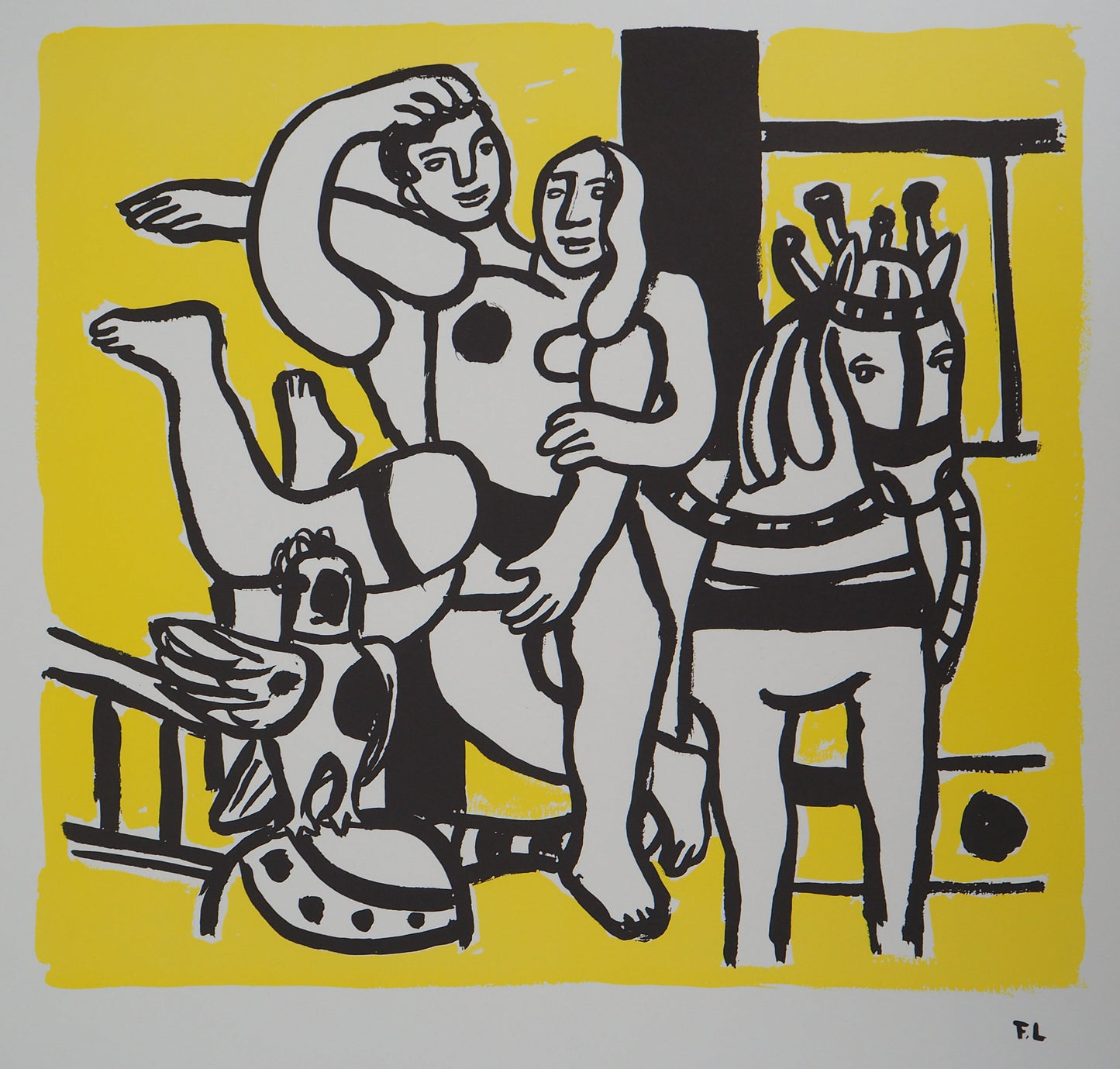 Fernand LEGER : Couple amoureux et cheval - Lithographie signée