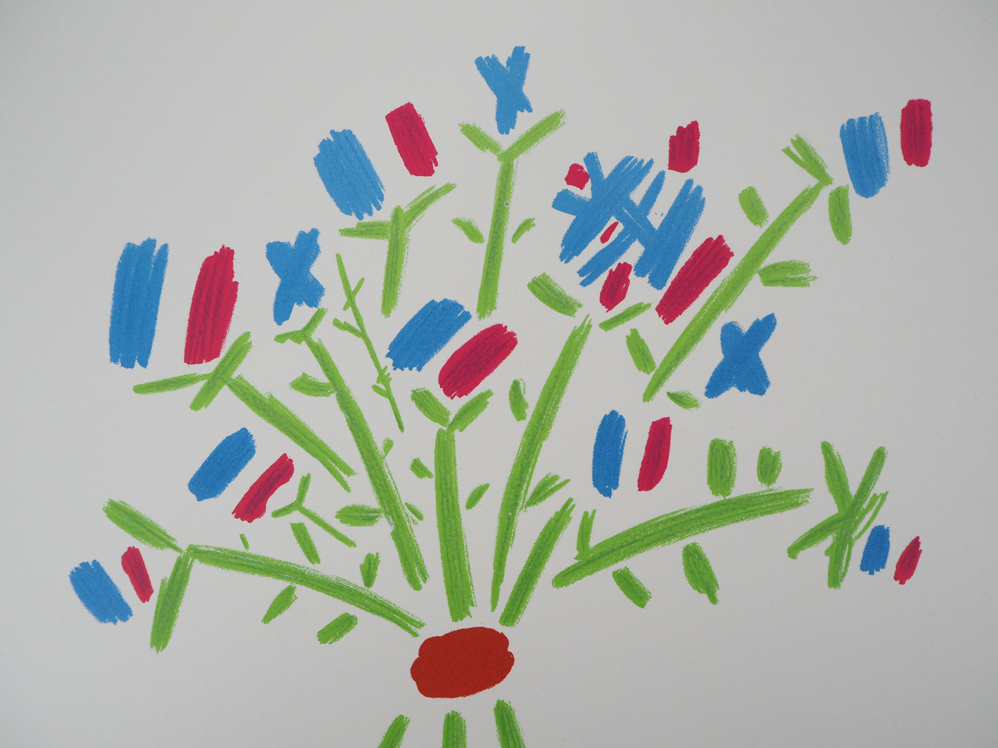 Pablo PICASSO : Le bouquet bleu, blanc, rouge - Lithographie signée