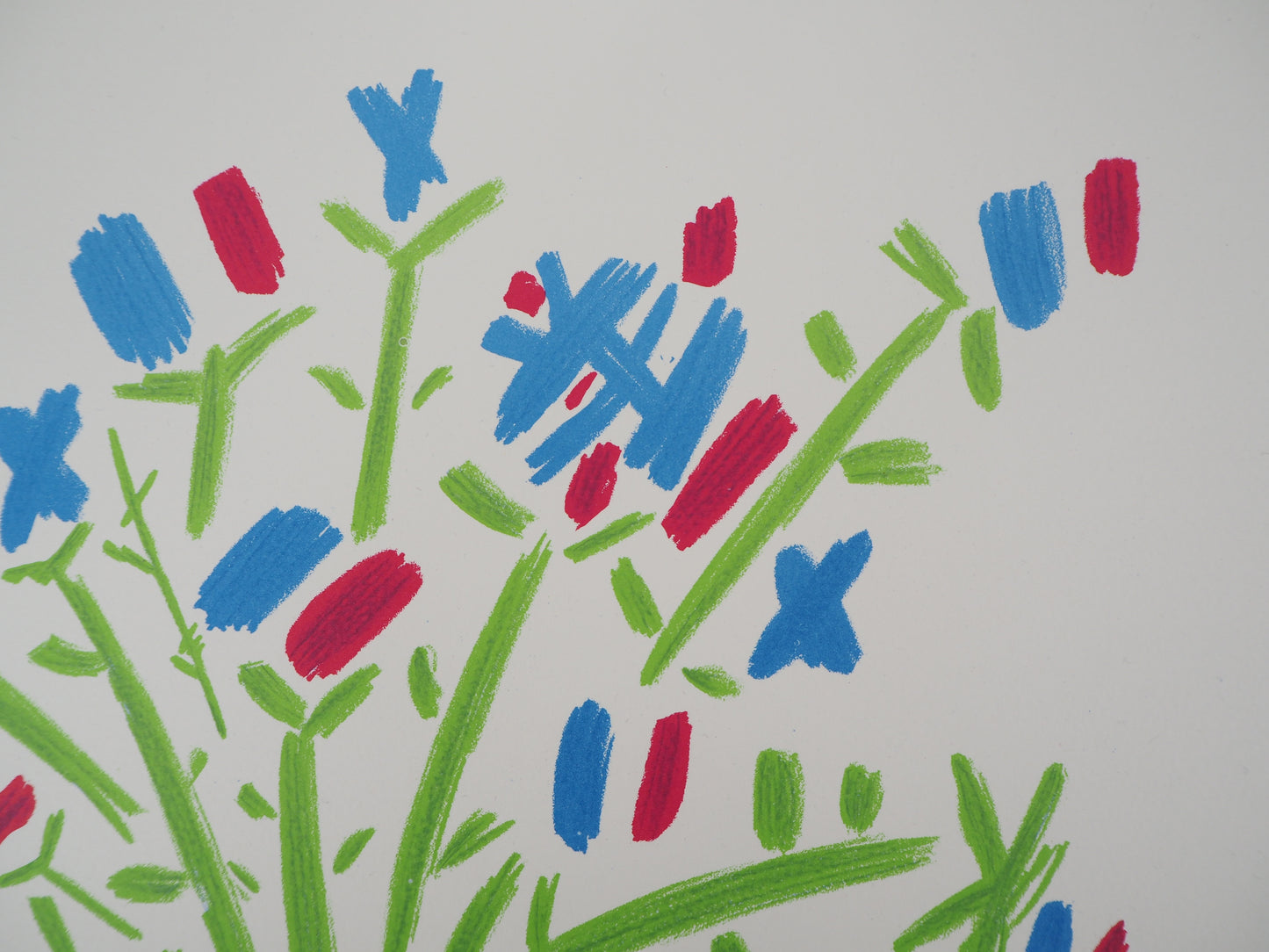 Pablo PICASSO : Le bouquet bleu, blanc, rouge - Lithographie signée