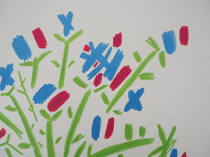 Pablo PICASSO : Le bouquet bleu, blanc, rouge - Lithographie signée