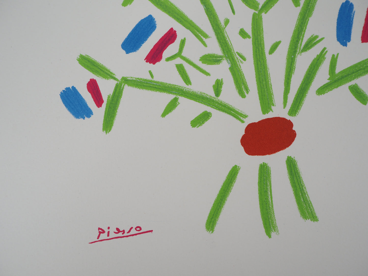 Pablo PICASSO : Le bouquet bleu, blanc, rouge - Lithographie signée