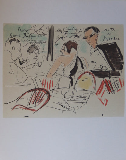 André DUNOYER DE SEGONZAC : A la terrasse d'un café - Lithographie originale signée