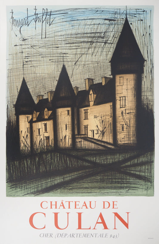 Bernard BUFFET : Château de Culan - Lithographie originale signée