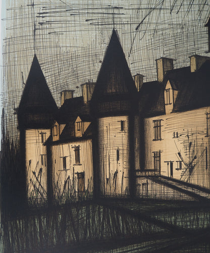 Bernard BUFFET : Château de Culan - Lithographie originale signée