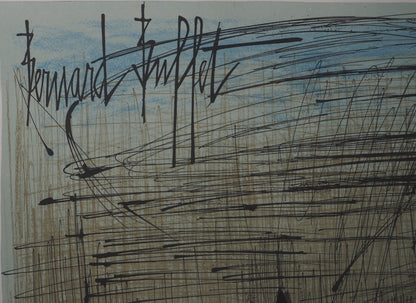 Bernard BUFFET : Château de Culan - Lithographie originale signée