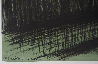 Bernard BUFFET : Château de Culan - Lithographie originale signée