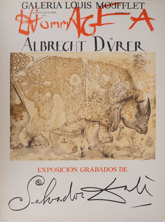 Salvador DALI: Rinoceronte, homenaje a Alberto Durero - Litografía firmada