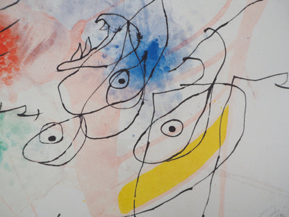Joan MIRO : Femme et oiseau dans la nuit - Lithographie signée