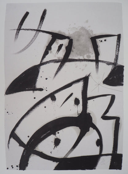 Joan MIRO : Femme et oiseau surréaliste - Lithographie signée