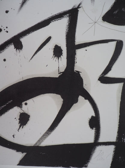 Joan MIRO : Femme et oiseau surréaliste - Lithographie signée