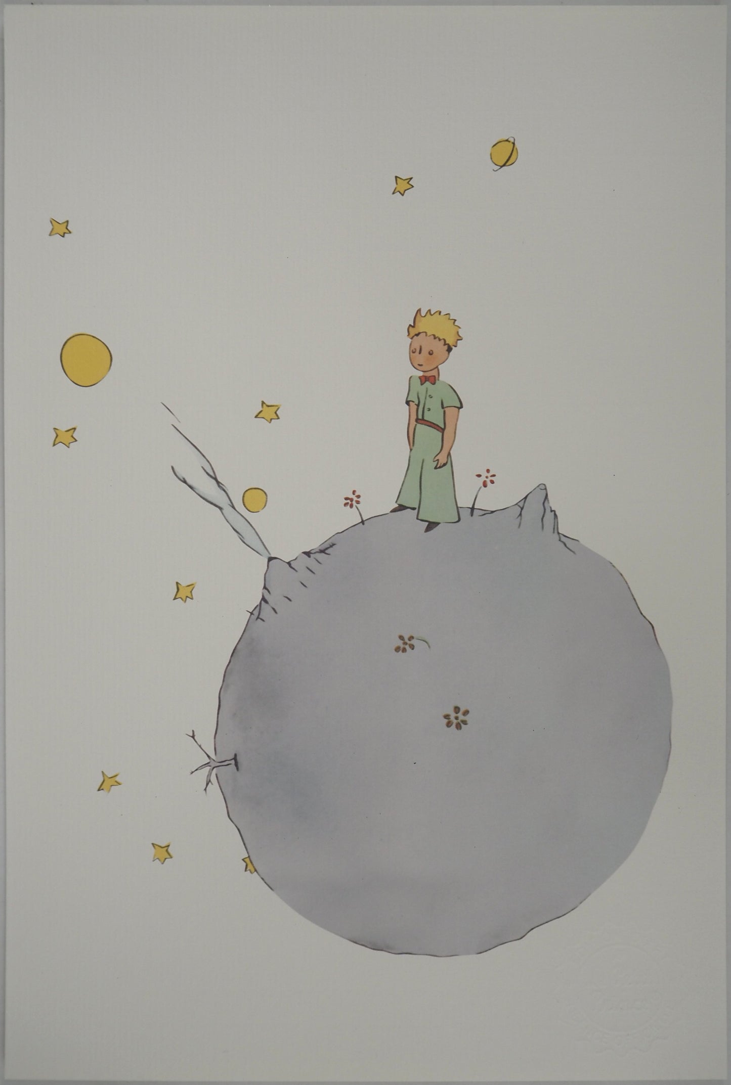 Antoine DE SAINT EXUPERY : Le Petit Prince sur l'astéroïde - Lithographie