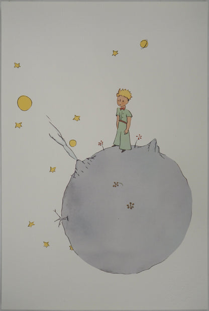 Antoine DE SAINT EXUPERY : Le Petit Prince sur l'astéroïde - Lithographie
