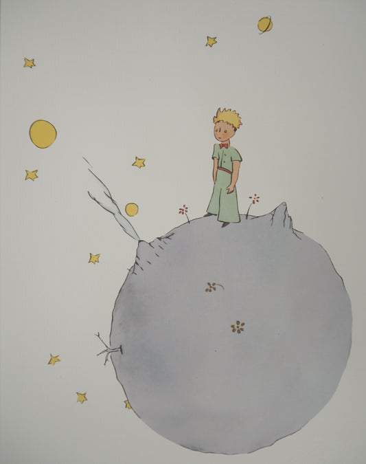 Antoine DE SAINT EXUPERY : Le Petit Prince sur l'astéroïde - Lithographie
